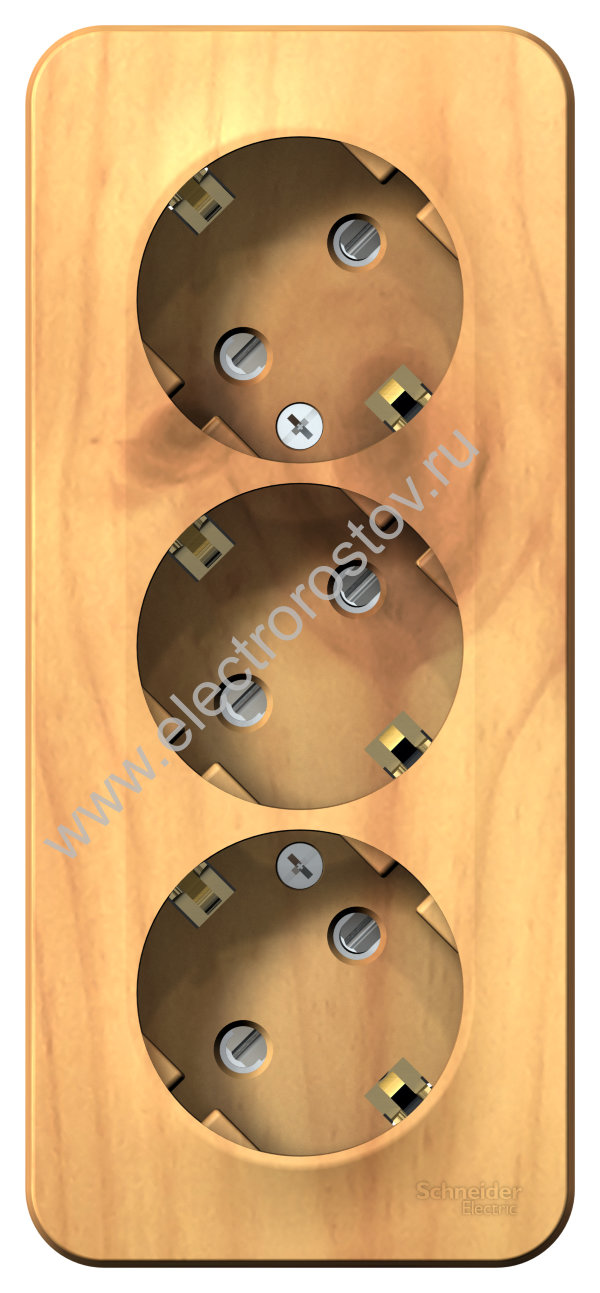 Blanca наруж Ясень Розетка 3-ая с/з со шторками 16А, 250В, изолир. пластина Schneider Electric