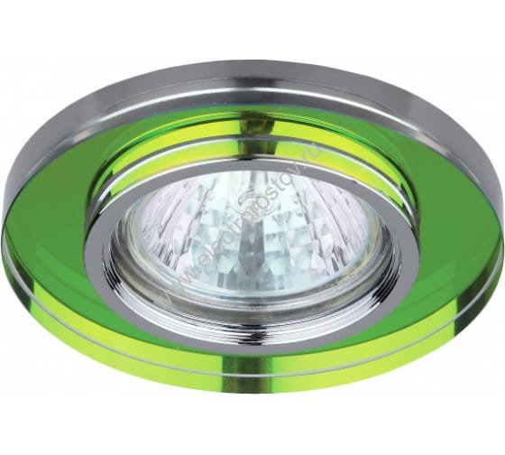Светильник декор стекло круглое, хром/мульти, MR16,12V, 50W ЭРА