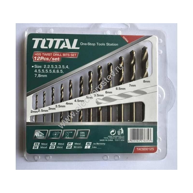 Набор сверл по металлу 12шт Total