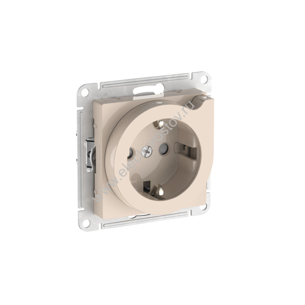 AtlasDesign Беж Розетка 1-ая с/з со шторками с выталкив. с быстрозажим. клеммами Schneider Electric