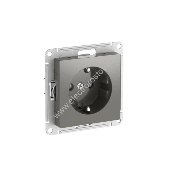 AtlasDesign Сталь Розетка 1-ая с с/з со шторками с быстрозажим. клеммами Schneider Electric