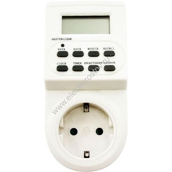 Таймер розеточный электронным (недельный+суточный) 3600Вт Smartbuy