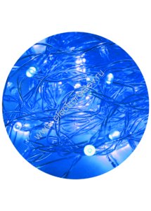 Гирлянда светодиодная 120LED син. прозр. провод 12.8м (11.3+1.5) 8 режимов мигания IP20 син. Космос