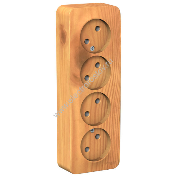 Blanca наруж Ясень Розетка 4-ая б/з без шторок 16А, 250В, изолир. пластина Schneider Electric