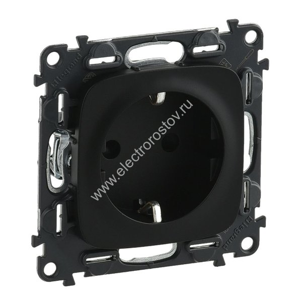 Valena Allure Антрацит Розетка 1-ая с/з с безвинтовыми зажимами Legrand