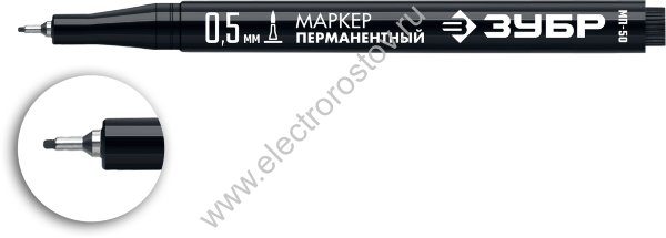 Маркер черный тонкий, перманентный, толщина линии: 0,5 мм ЗУБР