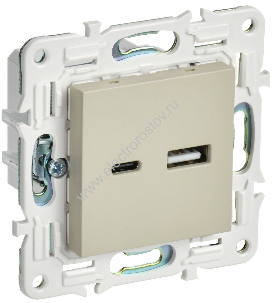 IEK SKANDY Бежевый Розетка USB A+C 18Вт SK-R13B