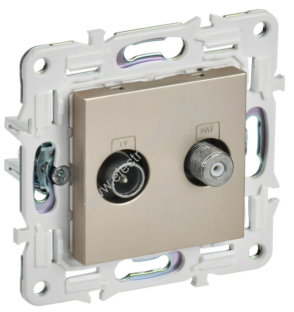 IEK SKANDY Шампань Розетка двойная TV+SAT SK-A13Sh