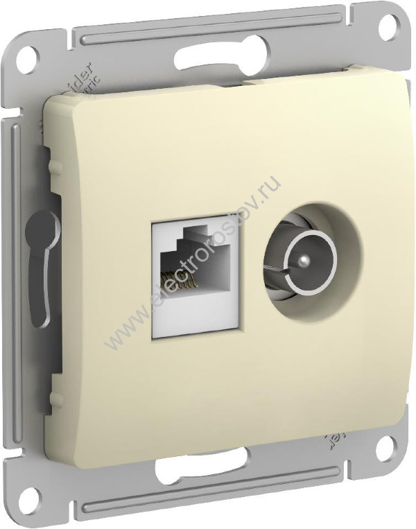 Glossa Бежевый Розетка двойная ТВ+комп RJ45, кат. 5e Schneider Electric