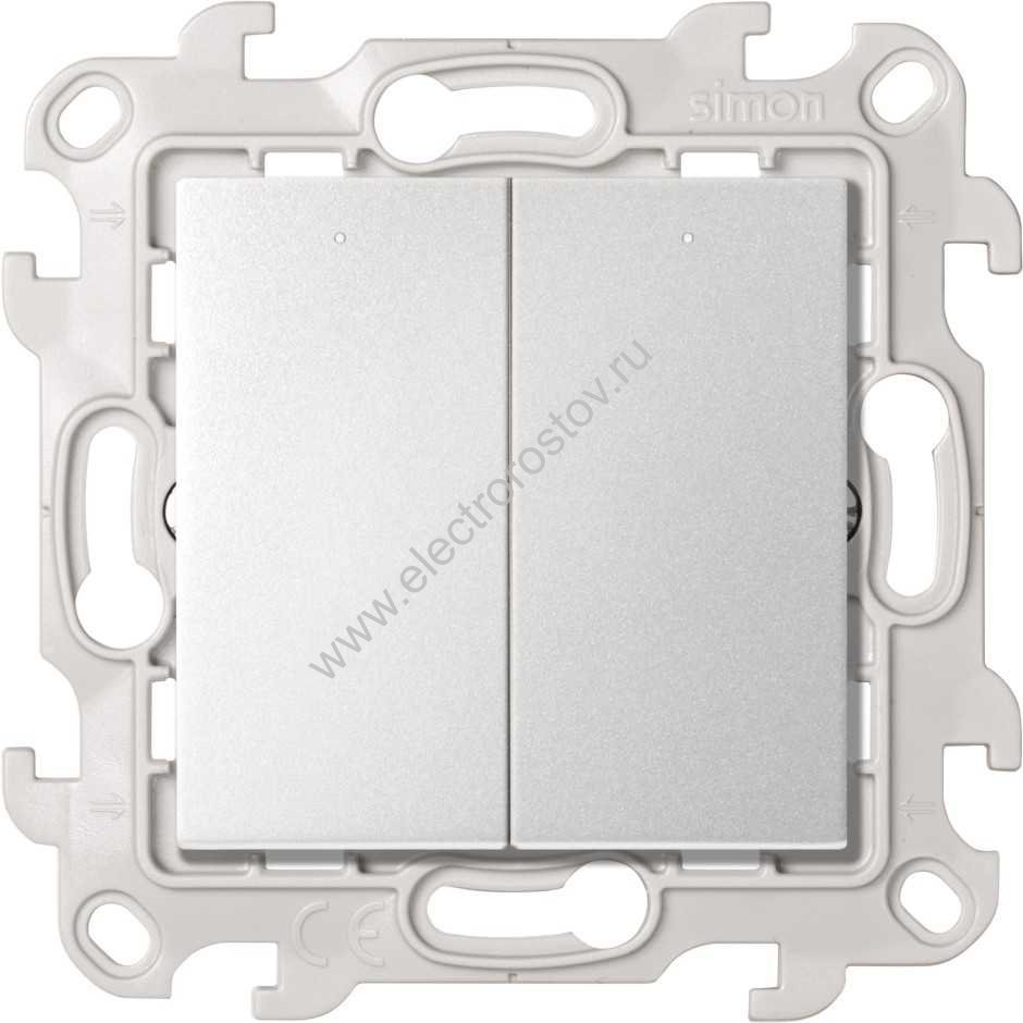 Simon 24 Алюминий Выключатель 2-клавишный с подсветкой Simon