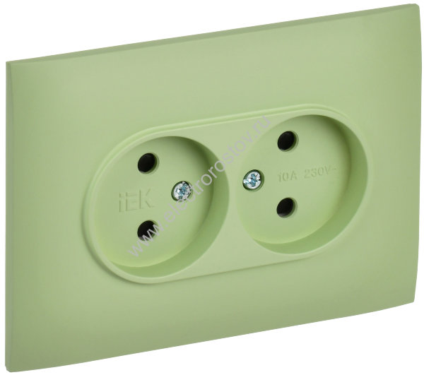 IEK SKANDY Мятный Розетка 2-ая б/з с защитными шторками 10А в сборе SK-R09G
