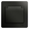 Glossa Антрацит Розетка 1-ая с/з со шторками с крышкой, IP20 (в сборе с рамкой) Schneider Electric