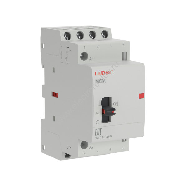 Модульный контактор типа MCМ с ручным управлением, 4P, 25A, 240В, 4НО YON max DKC