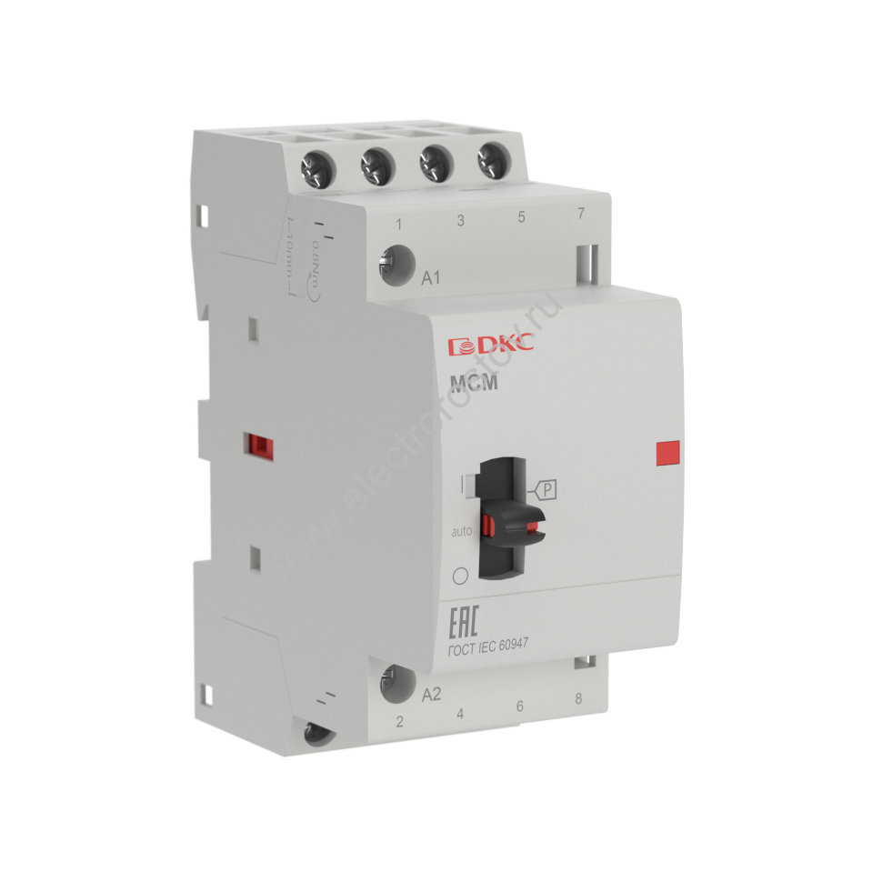 Модульный контактор типа MCМ с ручным управлением, 4P, 25A, 240В, 4НО YON max DKC