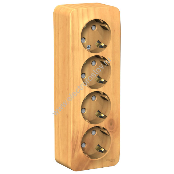 Blanca наруж Ясень Розетка 4-ая с/з со шторками 16А, 250В, изолир. пластина Schneider Electric