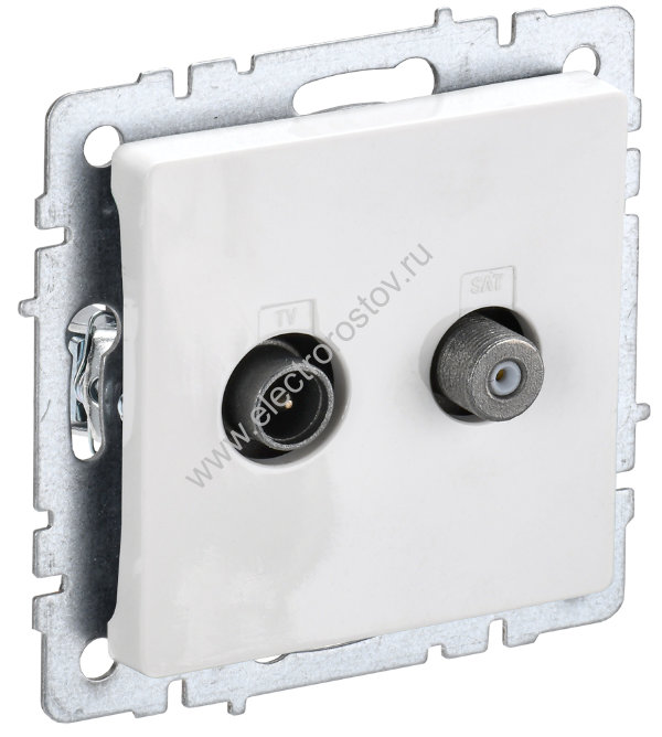 IEK BRITE BASE Белый Розетка двойная TV+SAT РТВ/РСп12-БрБ