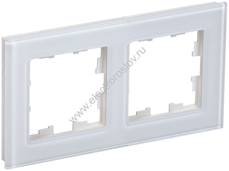 IEK BRITE DECOR Белый глянец стекло Рамка 2-м РУ-2-2-БрБ