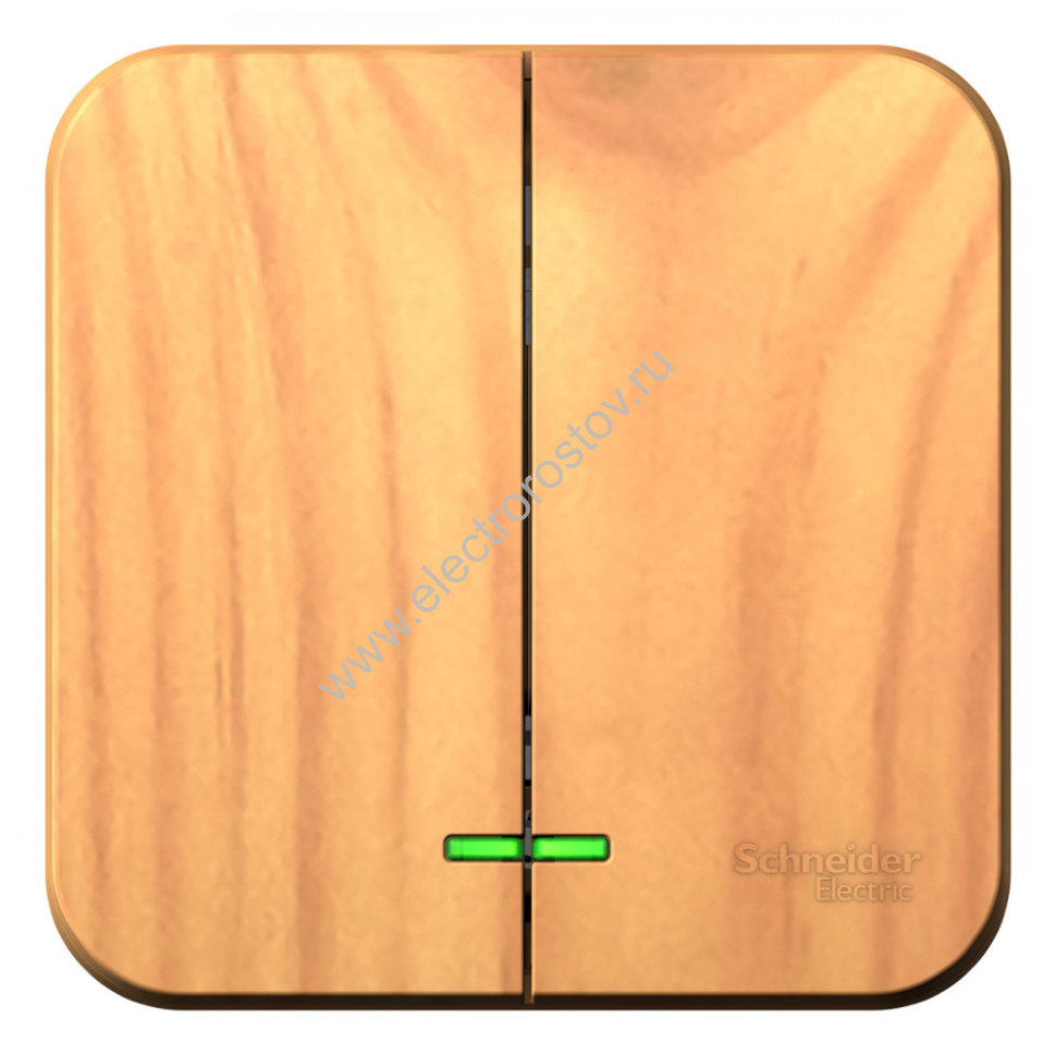 Blanca наруж Ясень Выключатель 2-клавишный с подсветкой 10А,250B, изолир. пластина Schneider Electri