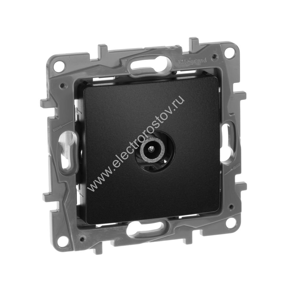 Etika Антрацит Розетка TV проходная Legrand