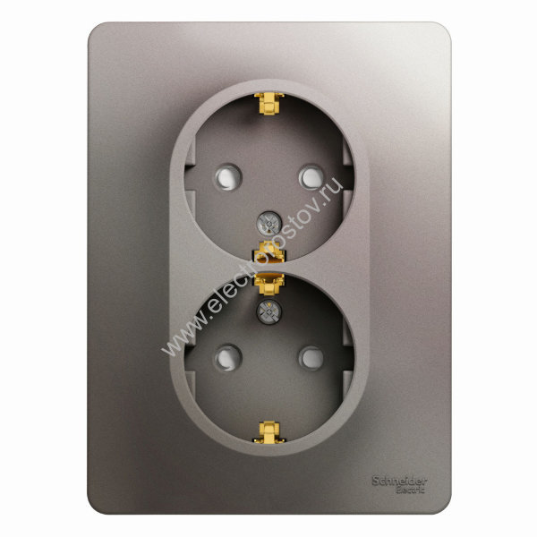 Glossa Платина Розетка 2-ая с/з со шторками Schneider Electric