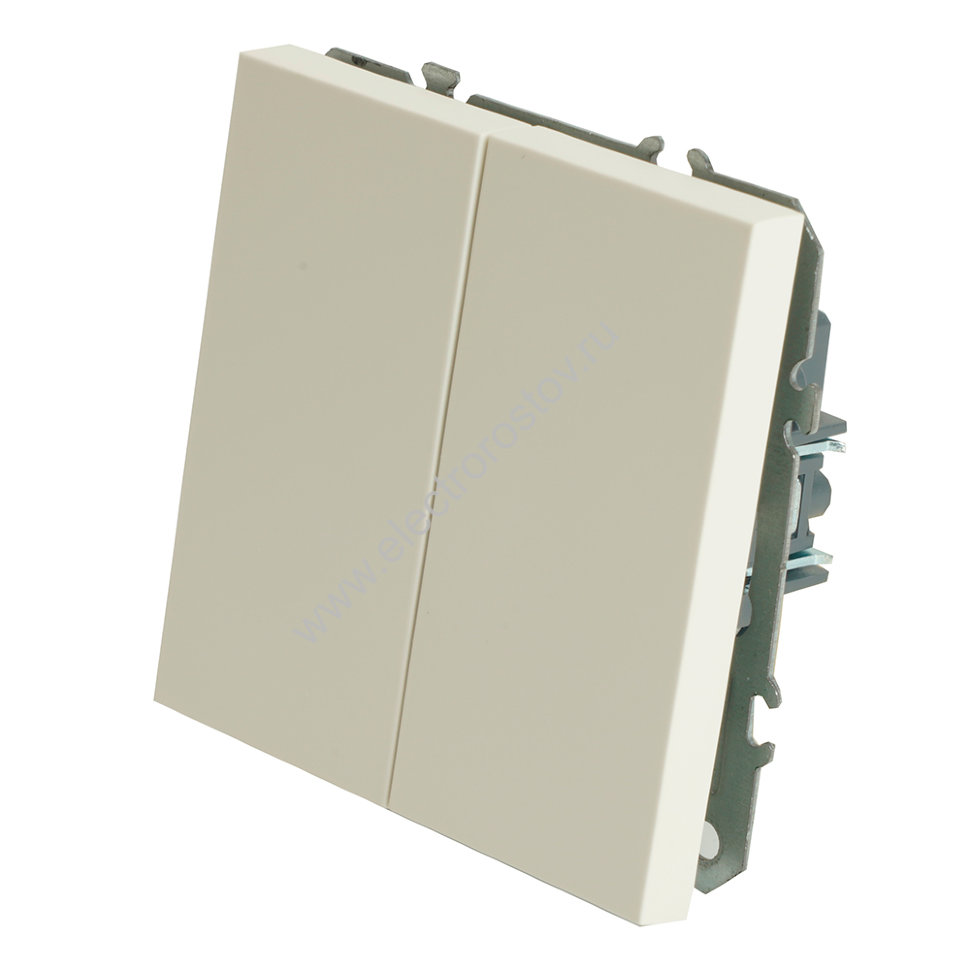 Эмили Выключатель 2-клавишный (механизм) 250В, 10А, белый фарфор, soft touch