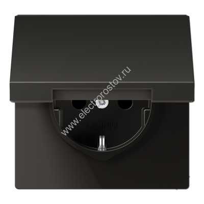 LS 990 Антрацит Розетка с/з безвинт. с крышкой JUNG