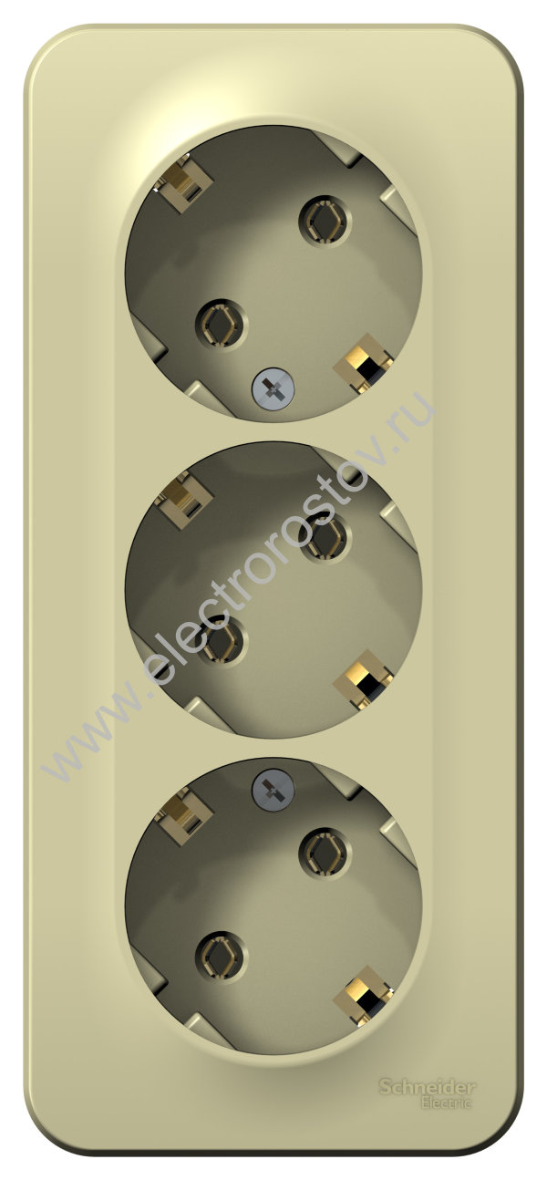 Blanca наруж Бежевый Розетка 3-ая с/з без шторок, изолир. пластина 16А, 250В Schneider Electric