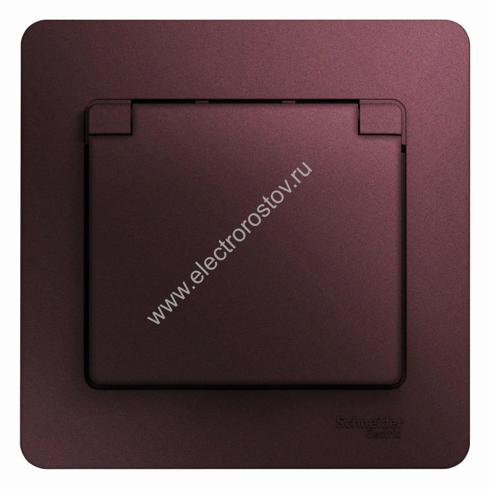 Glossa Баклажановый Розетка 1-ая с/з со шторками с крышк. IP20 (в сборе с рамкой) Schneider Electric