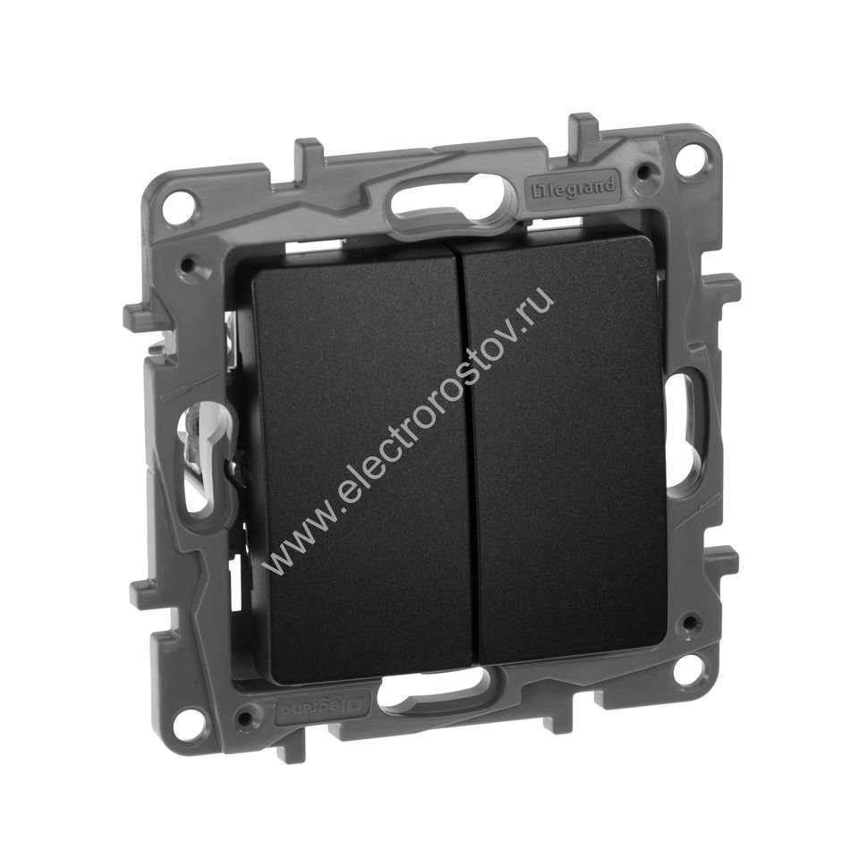 Etika Антрацит Переключатель 2-клавишный Legrand