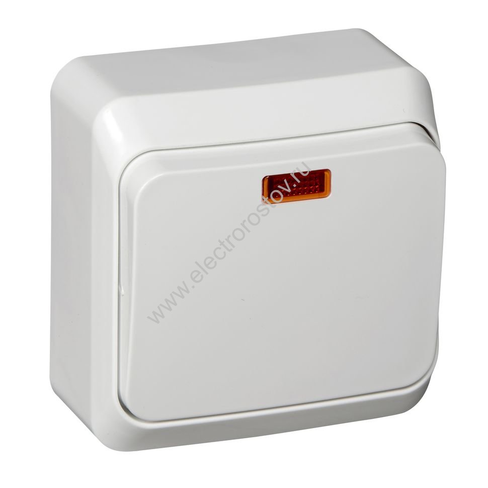 Этюд Белый Переключатель 1-клавишный с подсветкой Schneider Electric