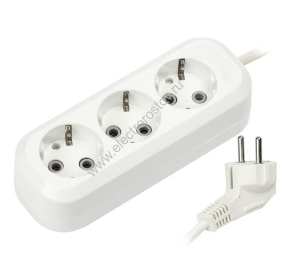 Удлинитель 10м, 3 розетки, 16А/3.5кВт с заземления ПВС 3х1.0 Smartbuy