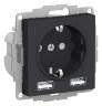 AtlasDesign Карбон Розетка + USB Розетка A+A, 1x2,4A или 2х1,2А Schneider Electric