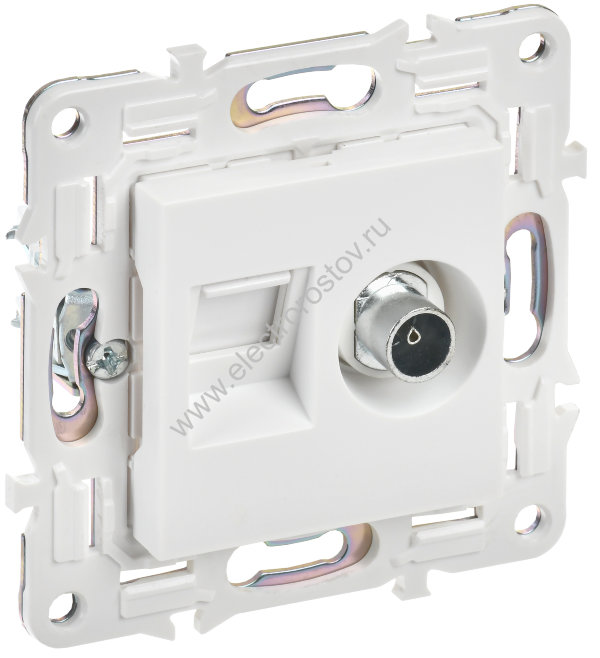 IEK SKANDY Арктический белый Розетка двойная TV+RJ45 кат.5E SK-A14W