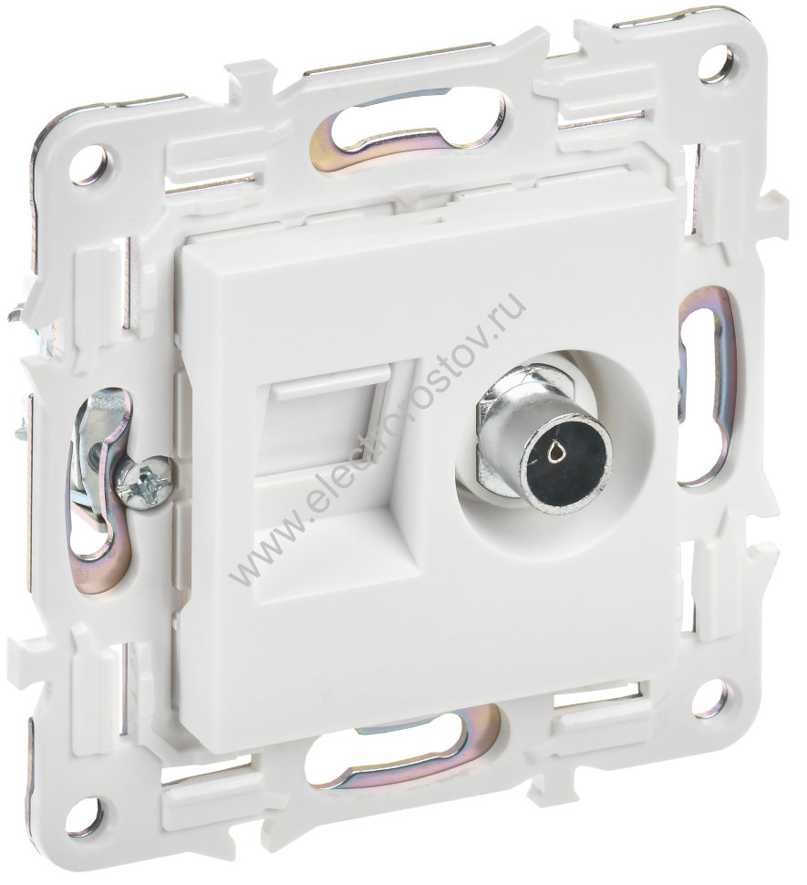 IEK SKANDY Арктический белый Розетка двойная TV+RJ45 кат.5E SK-A14W