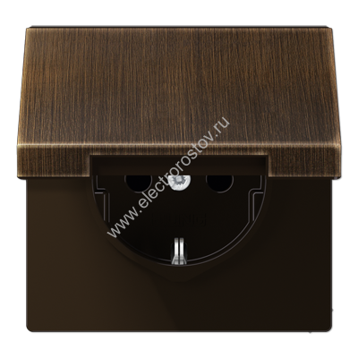 LS 990 Античная латунь Розетка с/з безвинт. с крышкой JUNG