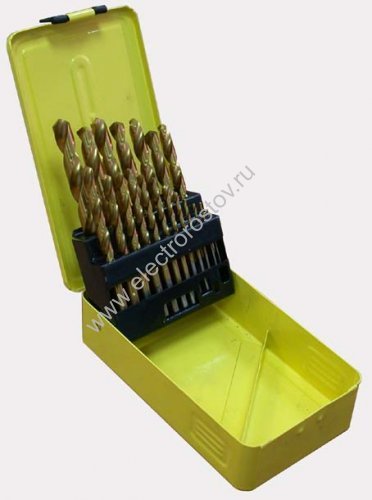 Набор сверл по металлу 19 шт., покрытие TIN, (1-10 мм через 0,5 мм) Энкор