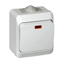 Этюд Серый IP44 Выключатель 1-клавишный с подсветкой Schneider Electric