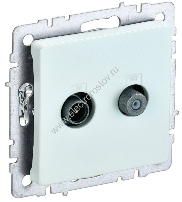 IEK BRITE BASE Жемчуг Розетка двойная TV+SAT РТВ/РСп12-БрЖ