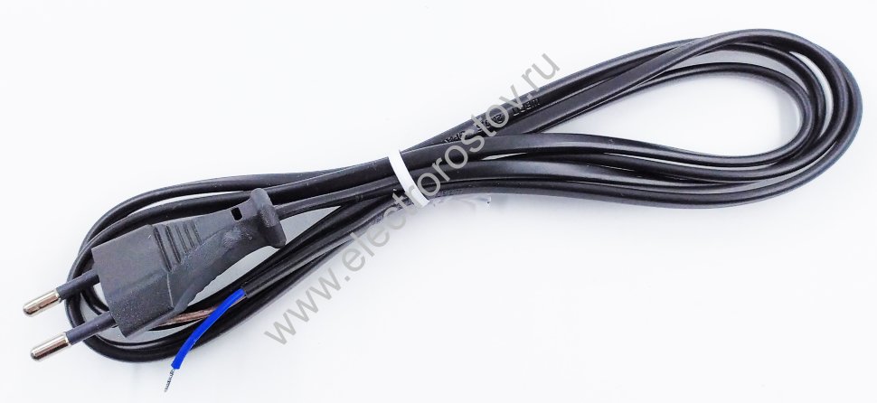 Шнур с электр. вилкой 1.8м черный ШВВП 2х0,5 ЭРА