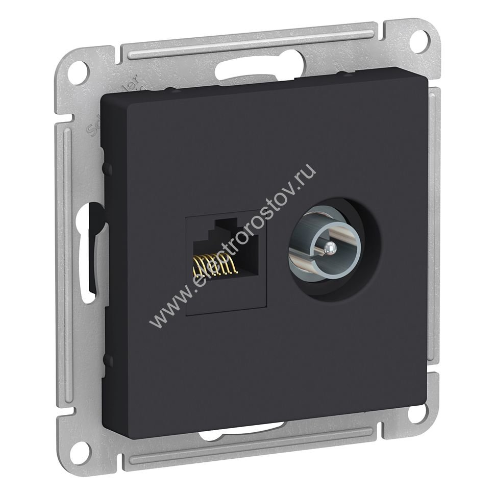 AtlasDesign Карбон Розетка двойная комп+ТВ, RJ45+TV, кат. 5e Schneider Electric