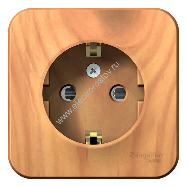 Blanca наруж Ясень Розетка с/з со шторками 16А, 250В, изолир. пластина Schneider Electric