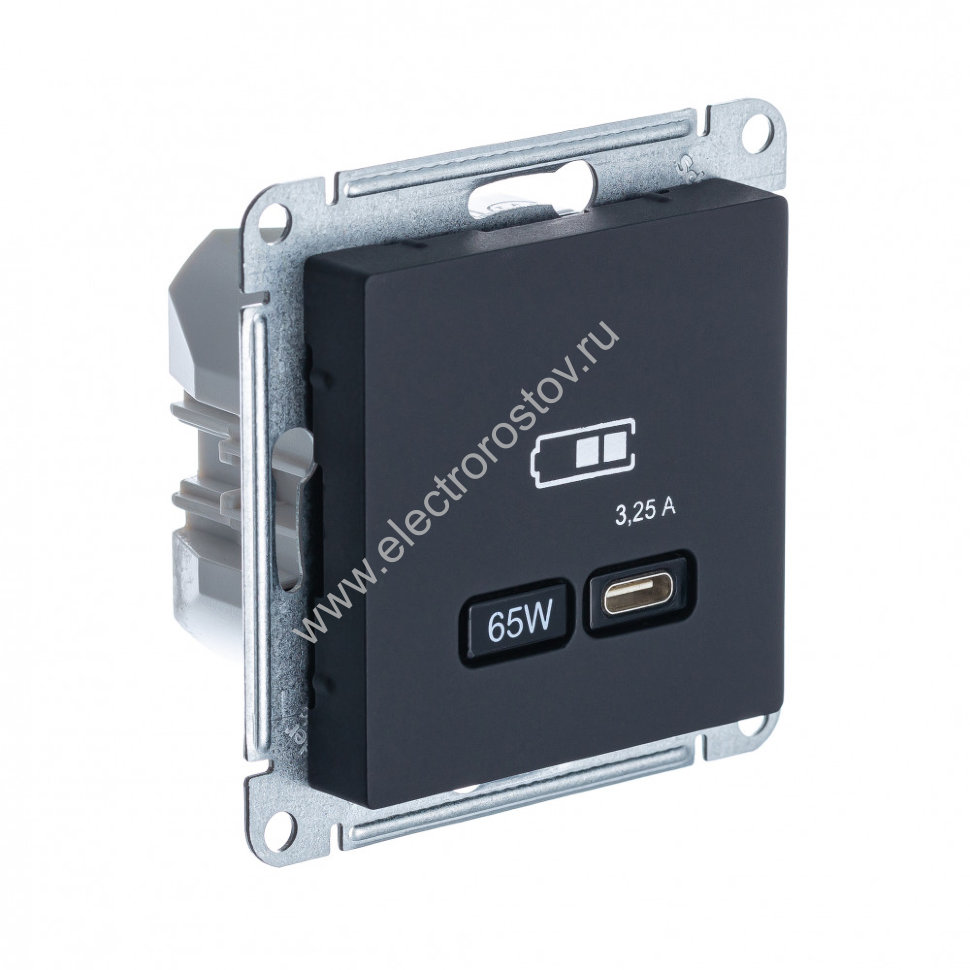 AtlasDesign Карбон Розетка USB C, 65Вт; 5-20В/3,25А Schneider Electric