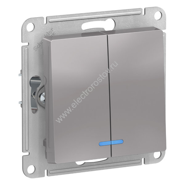 AtlasDesign Алюминий Выключатель 2-клавишный с подсветкой Schneider Electric