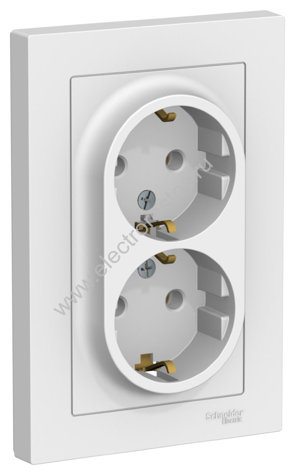 AtlasDesign Лотос Розетка 2-ая с/з, в сборе Schneider Electric