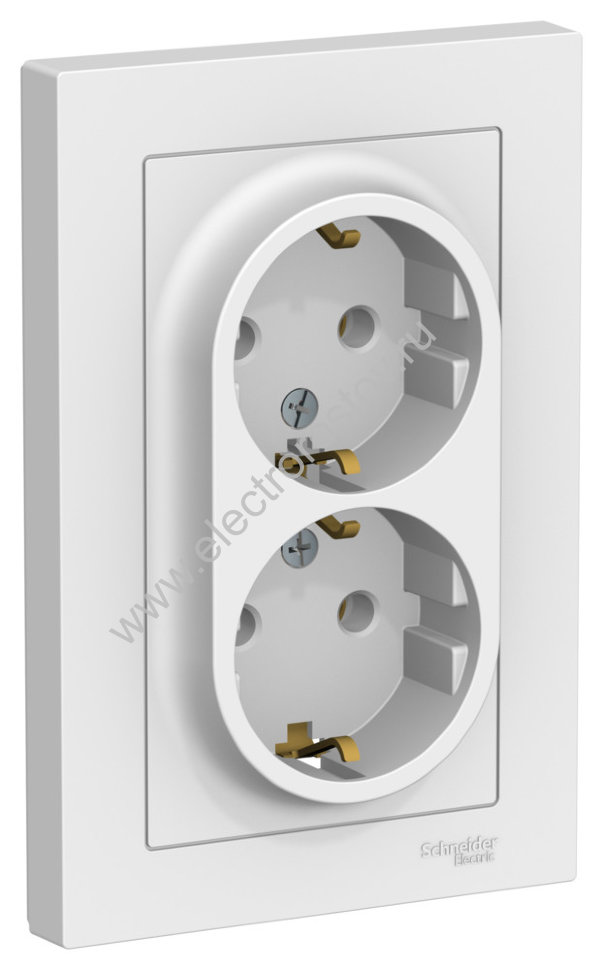 AtlasDesign Лотос Розетка 2-ая с/з, в сборе Schneider Electric