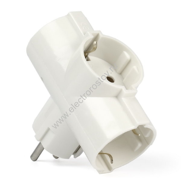 Тройник на 3 гнезда с заземлением 16A белый Smartbuy