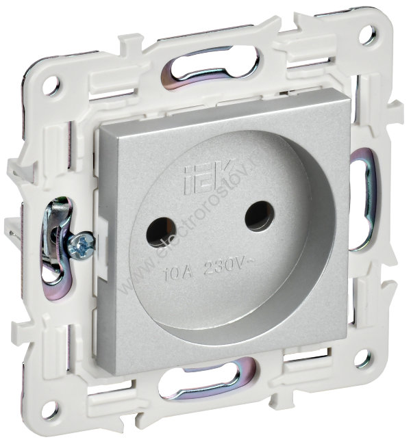 IEK SKANDY Серебряный Розетка б/з 10А SK-R02S