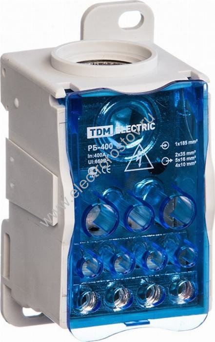 Распределительный блок на Din-рейку РБ-400 1П 400А (1х185/2x35+5х16+4х10) TDM