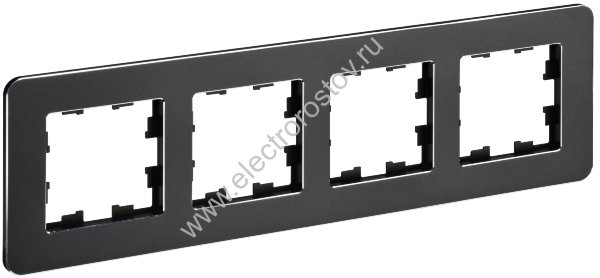 IEK BRITE DECOR Черный металл. скругл.угол Рамка 4-м РУ-4-1-Бр RE
