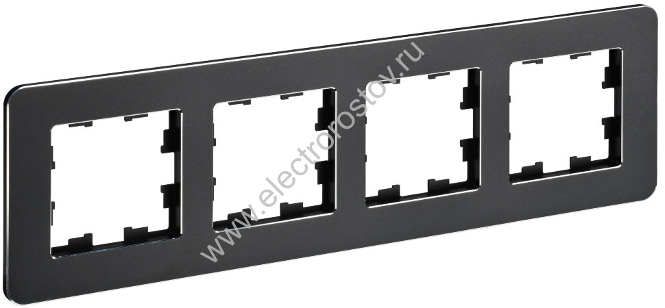IEK BRITE DECOR Черный металл. скругл.угол Рамка 4-м РУ-4-1-Бр RE